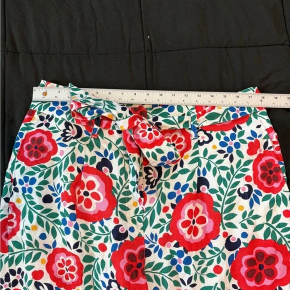 Boden Belted Linen Pant Multi Foliage Womens Size‎ 14